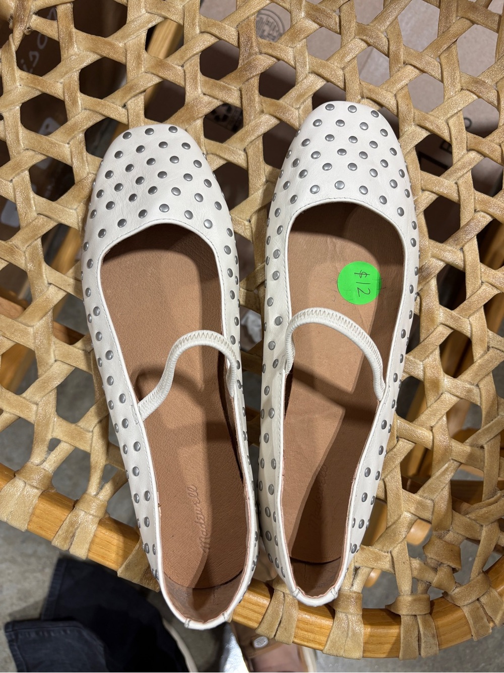 Madewell White Studded Mary Jane Flats